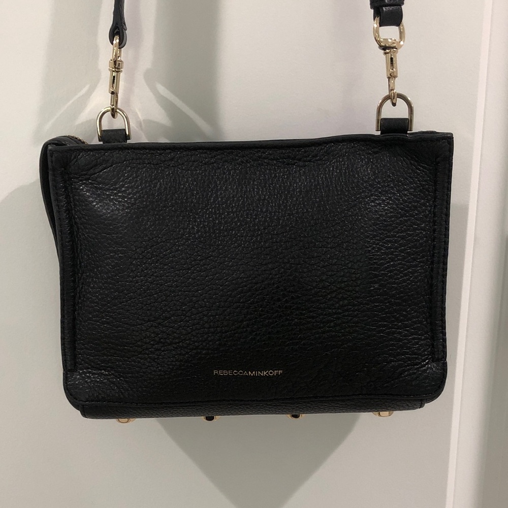 Rebecca Minkoff “Reagan” Black Leather Crossbody Purse Bag EUC